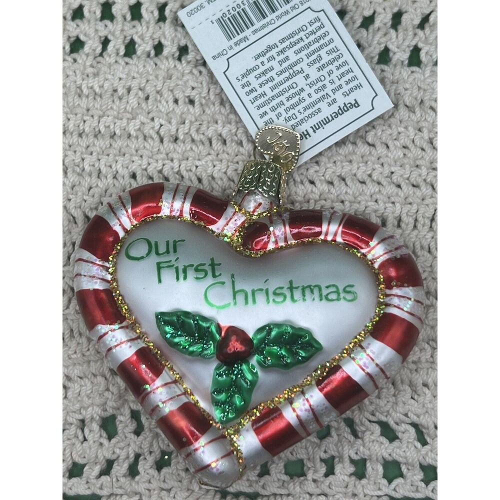 Old World Christmas Ornament-Peppermint Heart (Our First‎ Christmas) NEW #30020